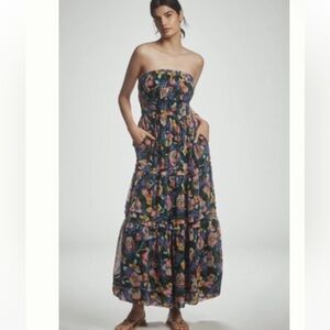 NWT Anthropologie The Somerset Strapless Maxi Dress Sz L